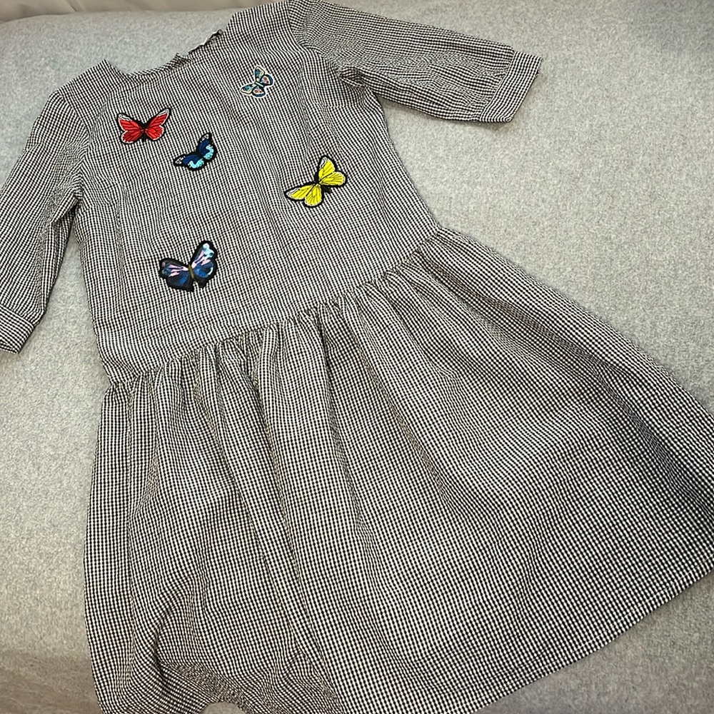 Crimson And Clover Gingham Butterfly Dress Seersucker Kawaii Artsy Whimsy